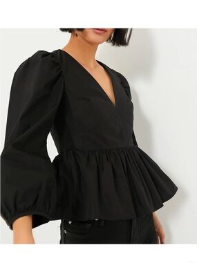 Hyacinth House Elaina Puff Sleeve Blouse In Black Size M